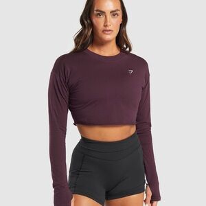 Depth Purple/Burgundy Gymshark lifting long sleeve crop top